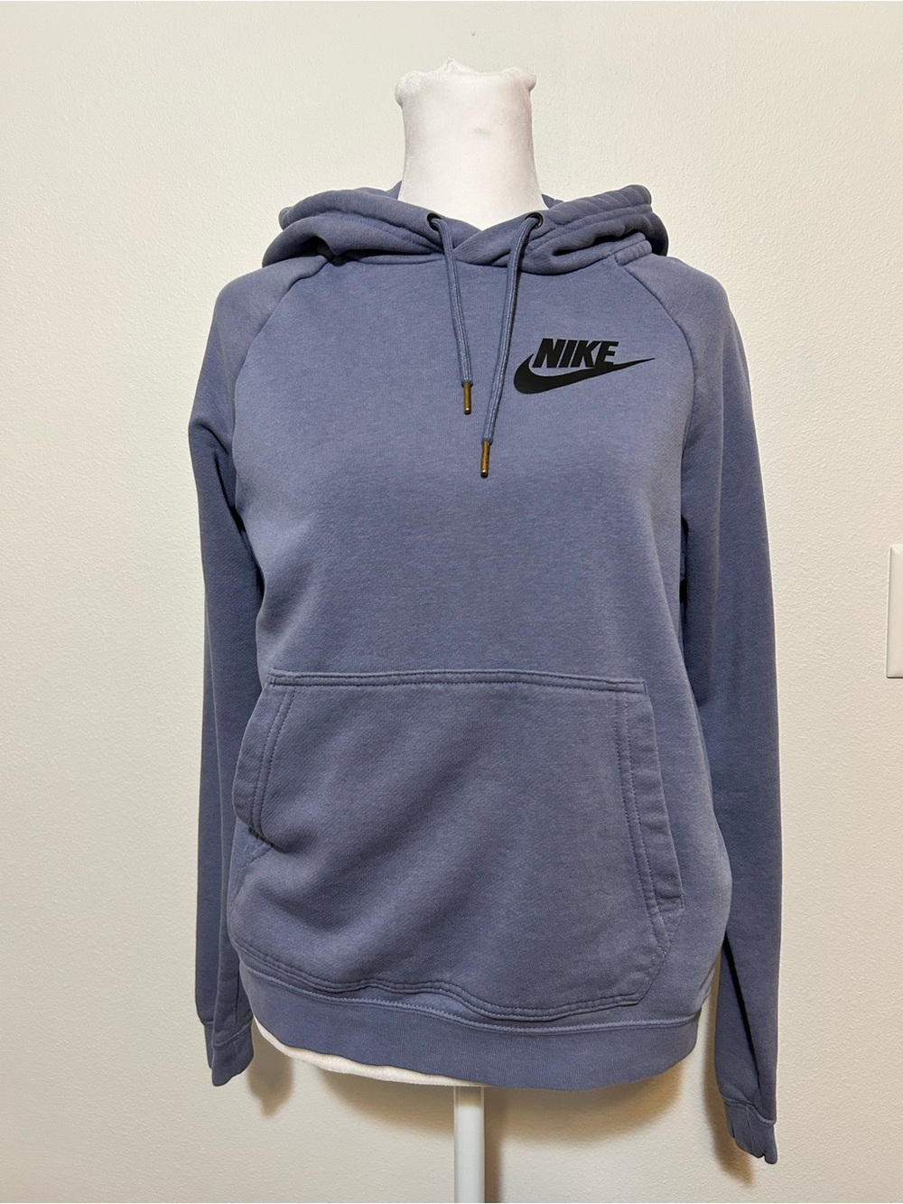 Nike Slate Blue Drawstring Pullover Hoodie with Black Logo